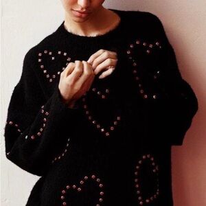 Zara heart beaded knit sweater